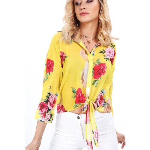 Fasardi Yellow floral summer shirt Slike