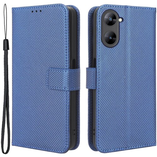 INORCO Za Realme V30 5G/V30t torbica za telefon iz PU usnja Diamantna tekstura Pokrov za telefon s stojalom za denarnico, (22033991) Slike