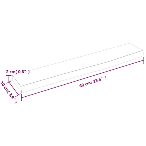  Zidna polica svjetlosmeđa 60 x 10 x 2 cm od obrađene hrastovine Slike