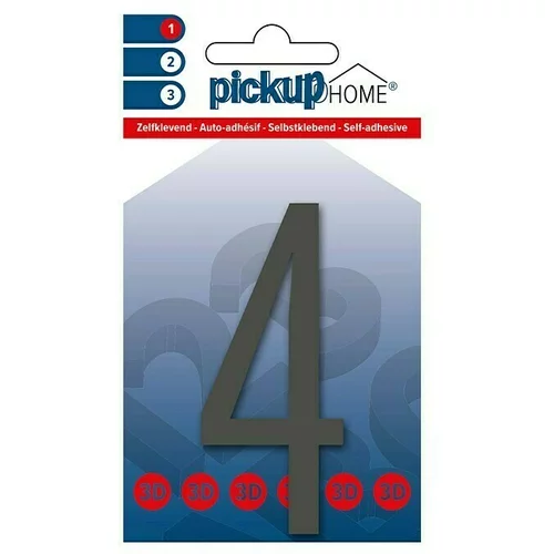 Home 3D Kućni broj (Visina: 9 cm, Motiv: 4, Sive boje, Plastika, Samoljepljivo)