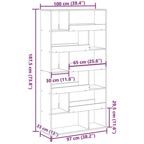 vidaXL Regal za knjige boja hrasta 100x33x187,5 cm konstruirano drvo Cene