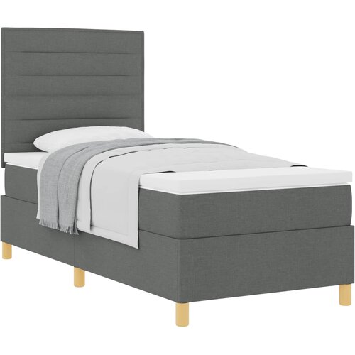  Krevet s opruga kutije Tamno siva 90 x 200 cm tkanina Jet crna Slike