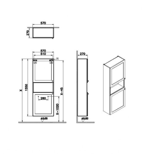 Vitra ROOTCN55TM Root Classic 155 x 57 x 27 cm visoka stranska omarica Slike