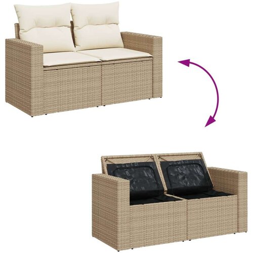 VidaXL 5-dijelni vrtni set sofa s jastucima bež od poliratana Slike