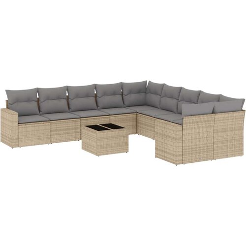 vidaXL 11-dijelni set vrtnih sofa od poliratana s jastucima bež Cijene