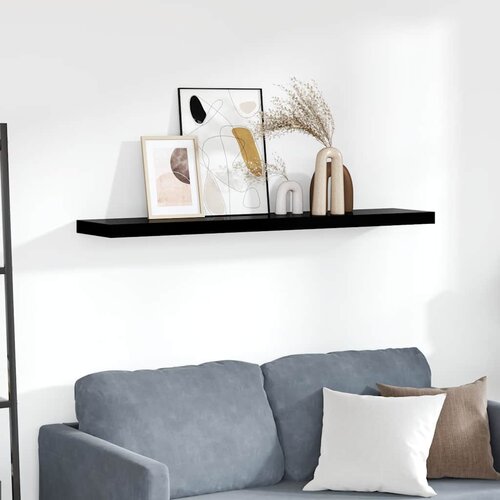  Plutajuća zidna polica visoki sjaj crna 120 x 23,5 x 3,8 cm MDF Cijene