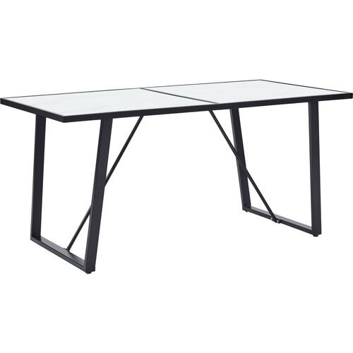 VidaXL Blagovaonski stol bijeli 160 x 80 x 75 cm od kaljenog stakla Slike