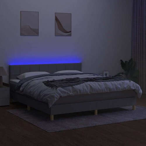  Box spring s madracem LED svjetlosivi 160x200 cm tkanina Slike
