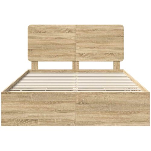  Krevetna konstrukcija s ladicama Sonoma hrast 150 x 200 cm Smeđa 206 x 153 x 100 cm Slike