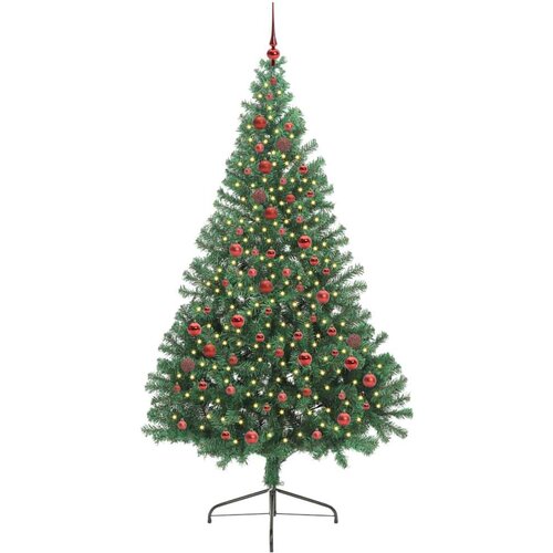 VidaXL Umjetno predsvijetljeno božićno drvce Zelena 210 cm PVC Slike
