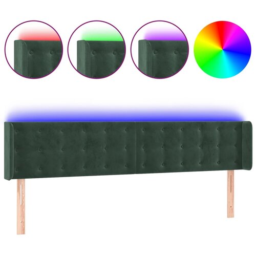 vidaXL LED uzglavlje tamnozeleno 163x16x78/88 cm baršunasto Cijene