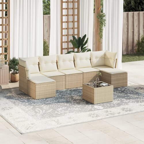 vidaXL 8-dijelni set vrtnih sofa od poliratana s jastucima bež Cijene
