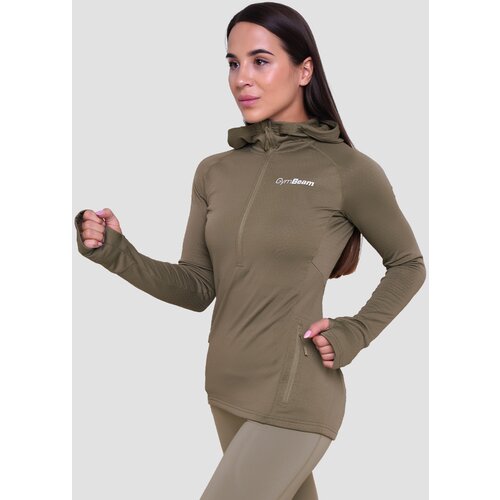 GymBeam ženska majica za trčanje 1/2 zip vetiver Slike