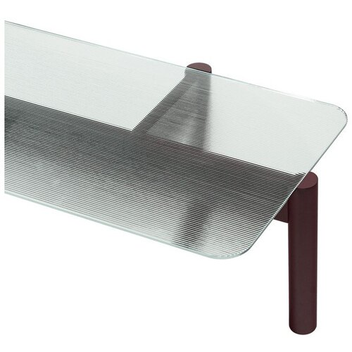 Noo.ma Bordo rdeča klubska mizica s stekleno mizno plo&amp;scaron;čo 55x105 cm Kob &amp;ndash; Slike