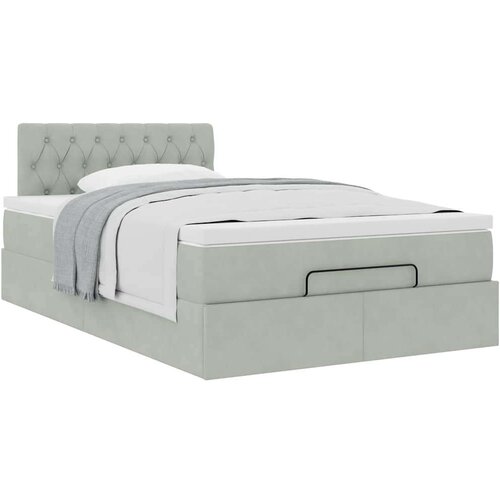 vidaXL Otomanski posteljni okvir z vzmetnico siv 120x200 cm žamet Cene