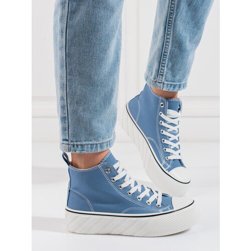 SHELOVET women's high sneakers blue Cene