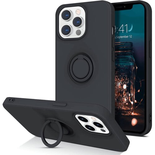  ovitek liquid ring za iphone 13 pro max - črn Cene