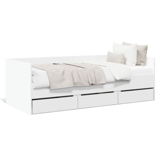 VidaXL Dnevna postelja s predali bela 90x200 cm inženirski les Slike