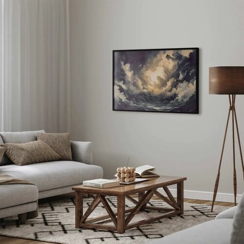  Plakat Epic Play of Light: The Sun Battling for Dominance Over the Clouds 90x60 Crni okvir Slike