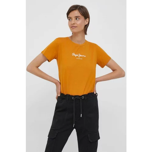 PepeJeans Bombažna kratka majica Wendys oranžna barva
