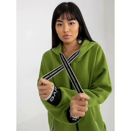 Fashion Hunters Light green long zip sweatshirt made of Mayar cotton
