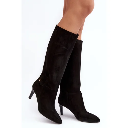 Laura Messi Women's Suede Boots On Heel 2694 Black