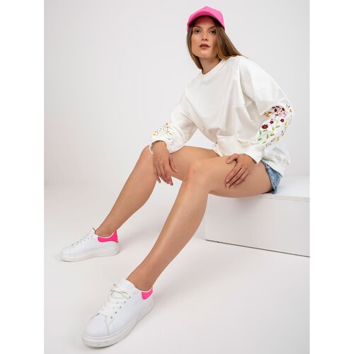 Fashion Hunters White hooded sweatshirt with embroidered RUE PARIS flowers Slike