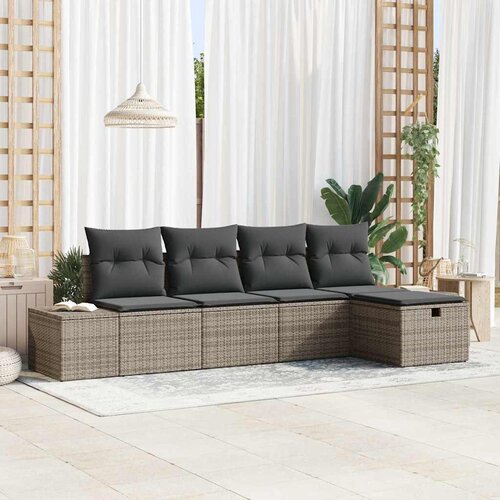  Sjedeća garnitura za vrt 5 kom. Siva poliratan 239 x 117 x 85 cm Cene