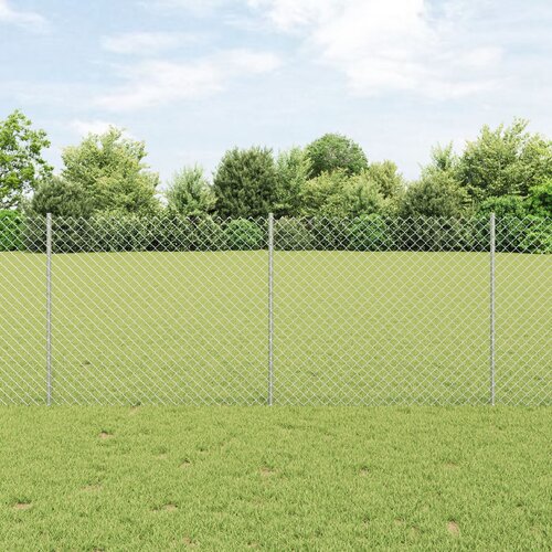 VidaXL pocinkana verižna ograja z 20 U stebrički Srebrna 1x10 m Jeklo Slike
