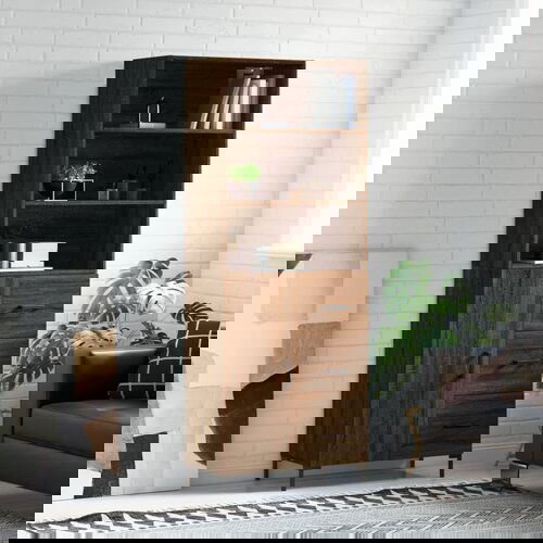 VidaXL Visoka komoda rjav hrast 69,5x34x180 cm inženirski les Slike