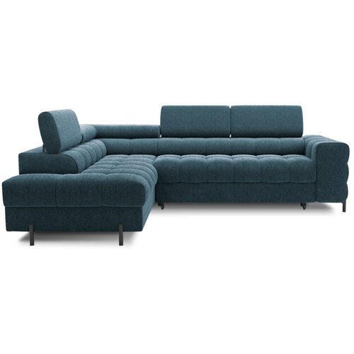 ELTAP Plava sklopiva/s prostorom za odlaganje kutna garnitura od šenila (s lijevim kutom/u obliku slova L) Ferucce – Cijene