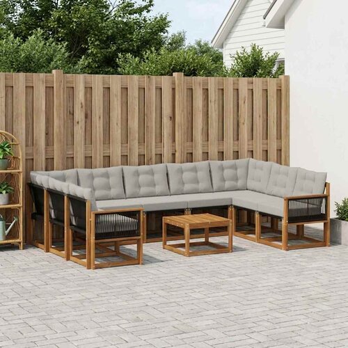  Set vanjskih sofa 10 kom. Prirodna i Svjetlosiva Cijene