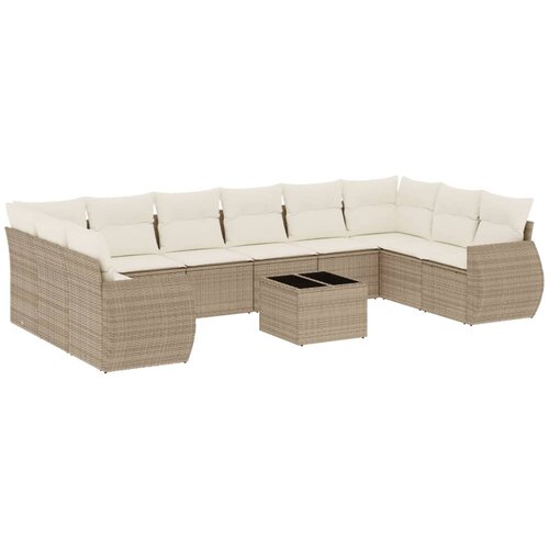vidaXL 11-dijelni set vrtnih sofa od poliratana s jastucima bež Cijene