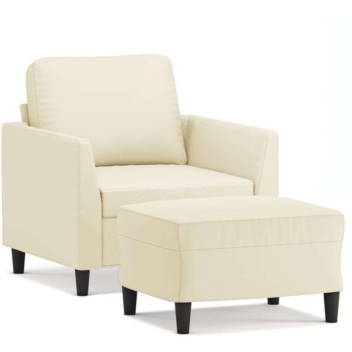  Fotelja s tabureom krem 60 cm od umjetne kože Slike