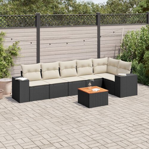  7-dijelni set vrtnih sofa od poliratana s jastucima crni Cijene