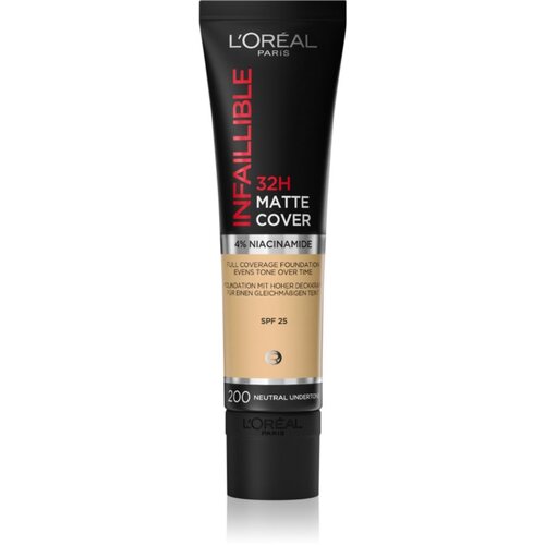 L´Oréal Paris Infallible 32H Matte Cover dolgoobstojni matirajoči tekoči puder SPF 25 odtenek 200 (Neutral Undertone) 30 ml Cene