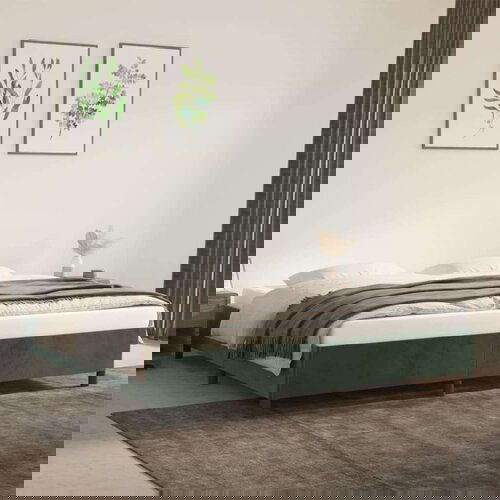  Posteljni okvir temno zelen 200x200 cm žamet, (20723466) Slike