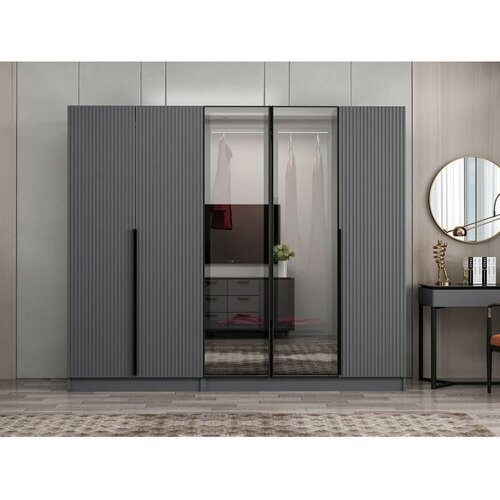 Hanah home ormar sa reflektujućim staklom Nisa 20595, 225 cm, antracit Slike