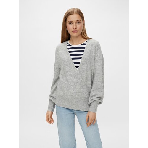 Pieces Grey Sweater with Tie - Women Slike
