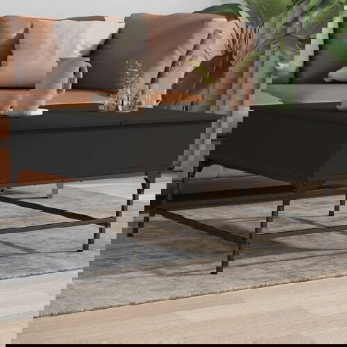 VidaXL Klubska mizica črna 80x80x45 cm inženirski les in kovina Slike