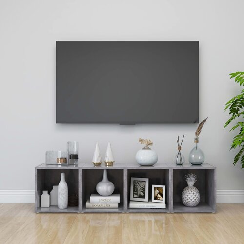 Furnova TV omarice 4 kosi betonsko sive 37x35x37 cm iverna plo&amp;scaron;ča, (21923512) Slike