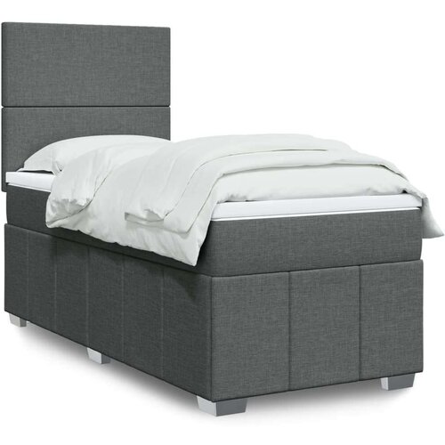 vidaXL Box spring postelja z vzmetnico temno siva 80x200 cm blago Cene