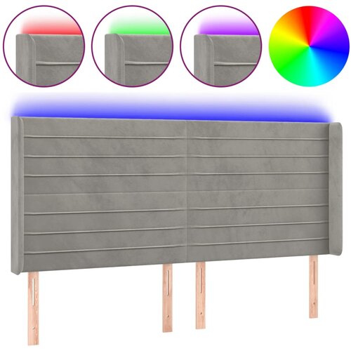 Maison Chic led posteljno vzglavje - vzglavna omarica - nočna omarica svetlo sivo 183x16x118/128 cm žamet, (21707585) Slike