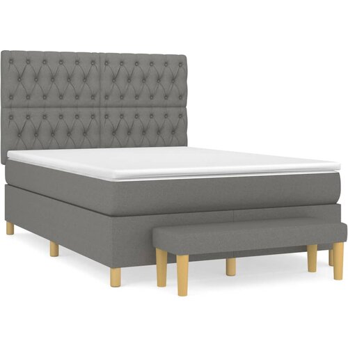 VidaXL Box spring postelja z vzmetnico temno siva 140x200 cm blago, (20724976) Slike
