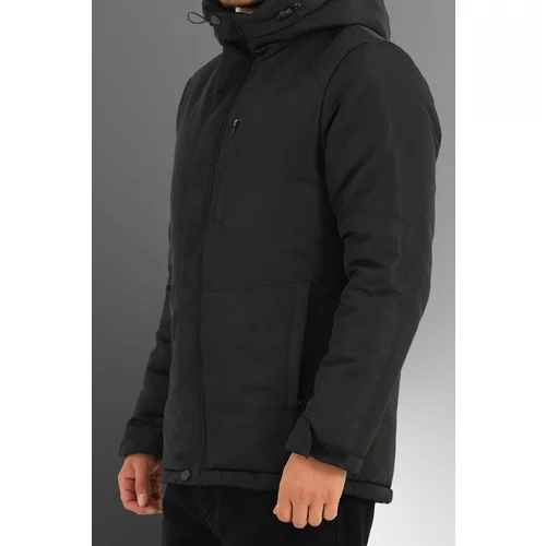 D1fference Men's Black Lined Water And Windproof Hooded Sports Winter Coat & Parka.