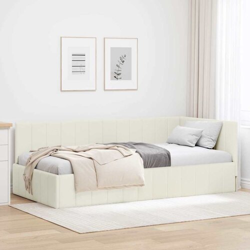 vidaXL Kutni okvir kreveta s uzglavljem Krema 100 x 200 cm Baršun Cene