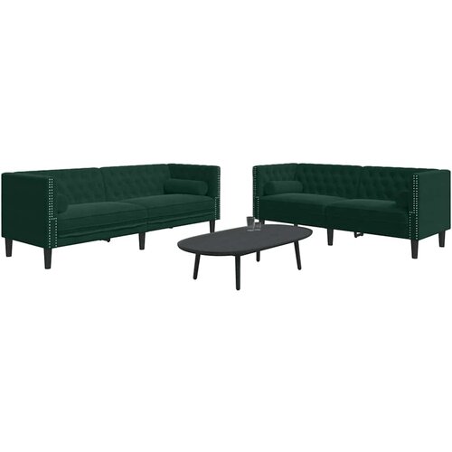  2-dijelni set sofa Chesterfield tamnozeleni bar&scaron;unasti Cijene