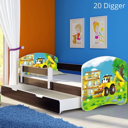ACMA Dječji krevet s motivom, bočna wenge + ladica 160x80 cm - 20 Digger Cijene