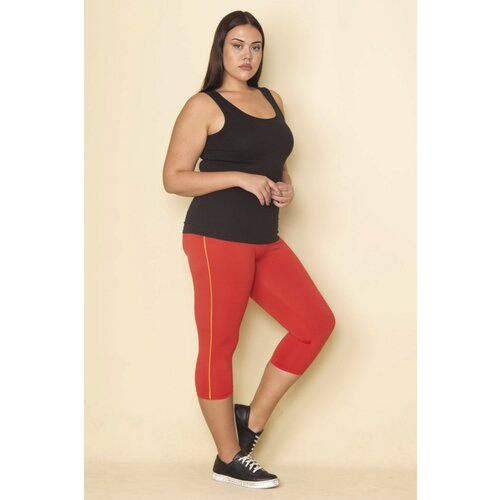 Şans Women's Plus Size Pomegranate Side Stripe Lycra Jersey Leggings Trousers Slike
