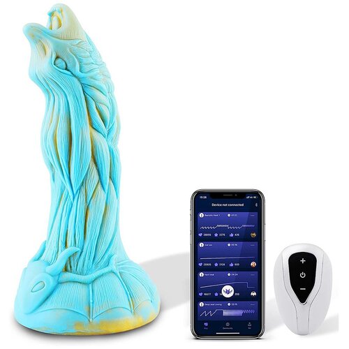 HiSmith WDA021-M Wildolo Dragon Wolf Fat Realistic Girthy Massive Colorful Dildo Vibrator with App 21.5cm Turquoise Slike